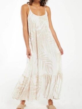Z Supply Cream Leaf-Print Maxi Dress